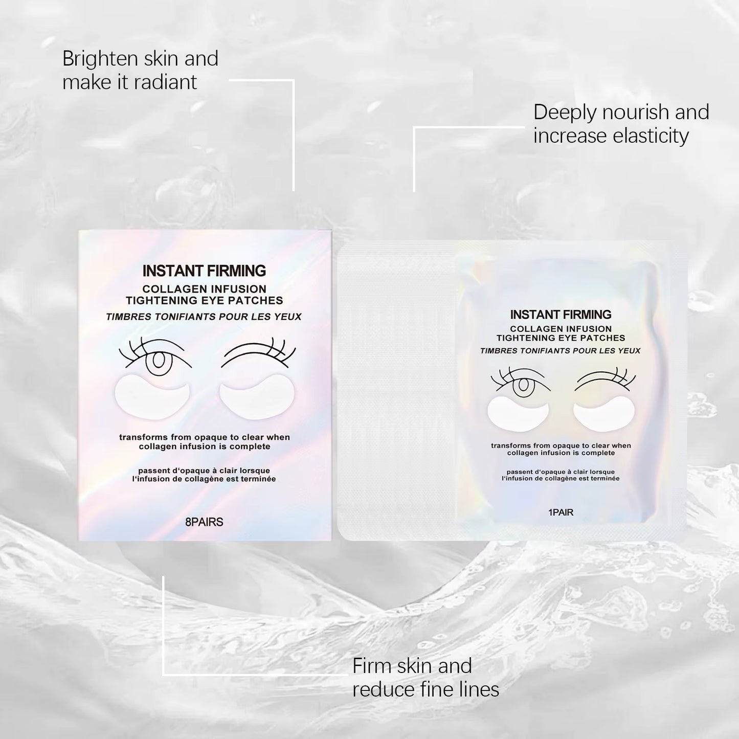 Collagen under Eye Patches 8 Pairs Hydrogel Eye Mask for Dark Circles Puffy Eyes Wrinkles Intense Moisturizing Firming Treatment