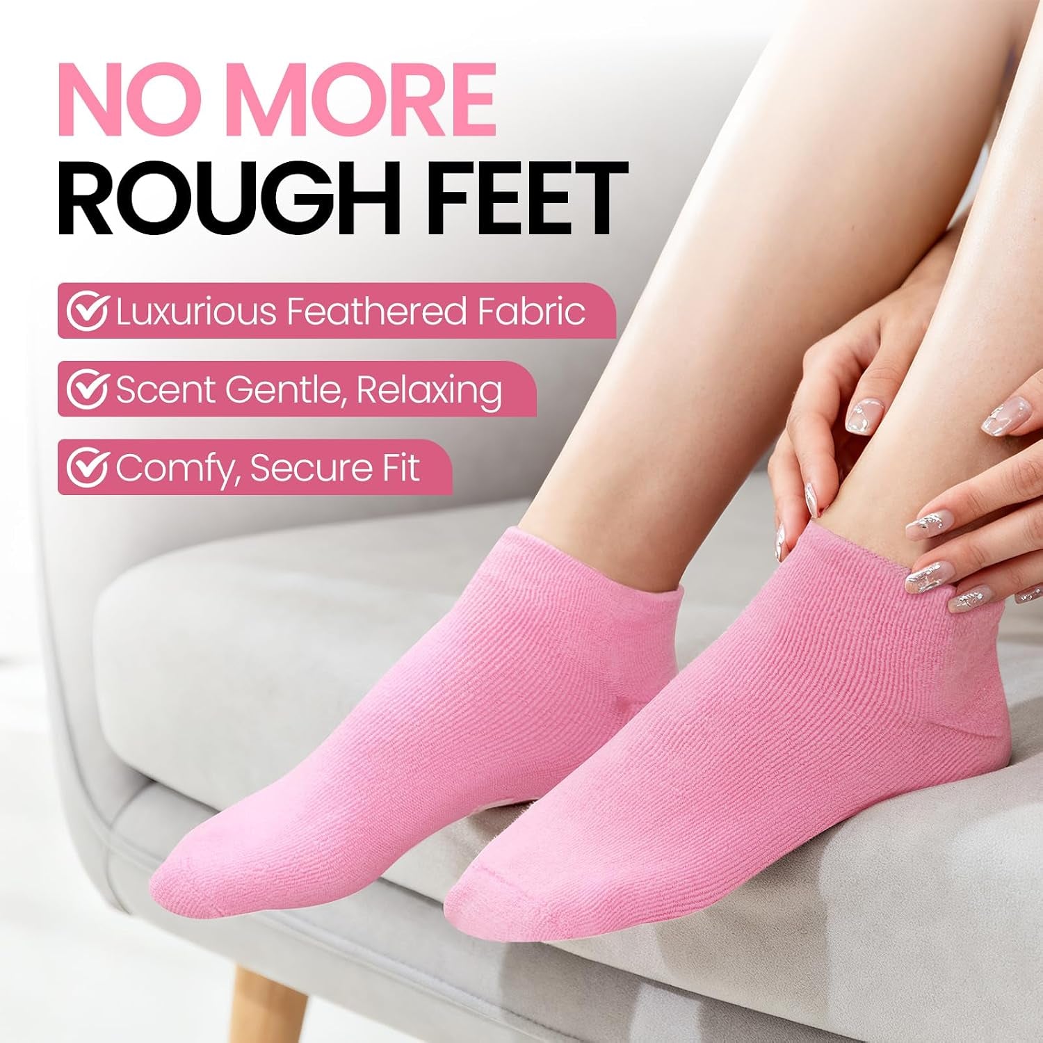 Silicone Moisturizing Socks with Urea Foot Cream for Dry Cracked Feet Women | 2 in 1 Gel Socks & Foot Cream for Dry Feet, Foot Care Moisturizing Socks with Vitamin E, Olive, Jojoba, Rose Oil (Pink)