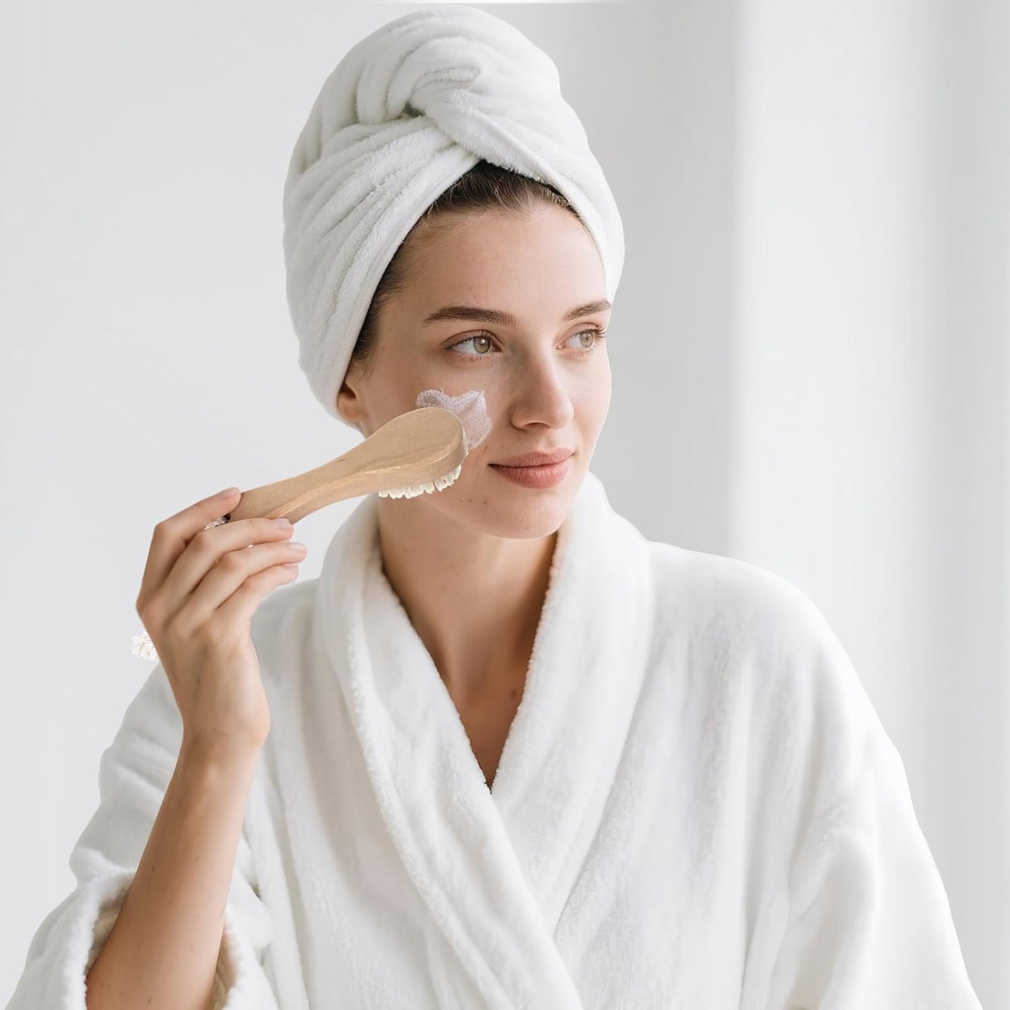 4 Pcs Dry Brushing Body Brush, Pore Cleaning Brush Set Long Handle Back Scrubber for Shower, Soft Dry Brush for Body Face, Bath Brushing Exfoliating Brushes