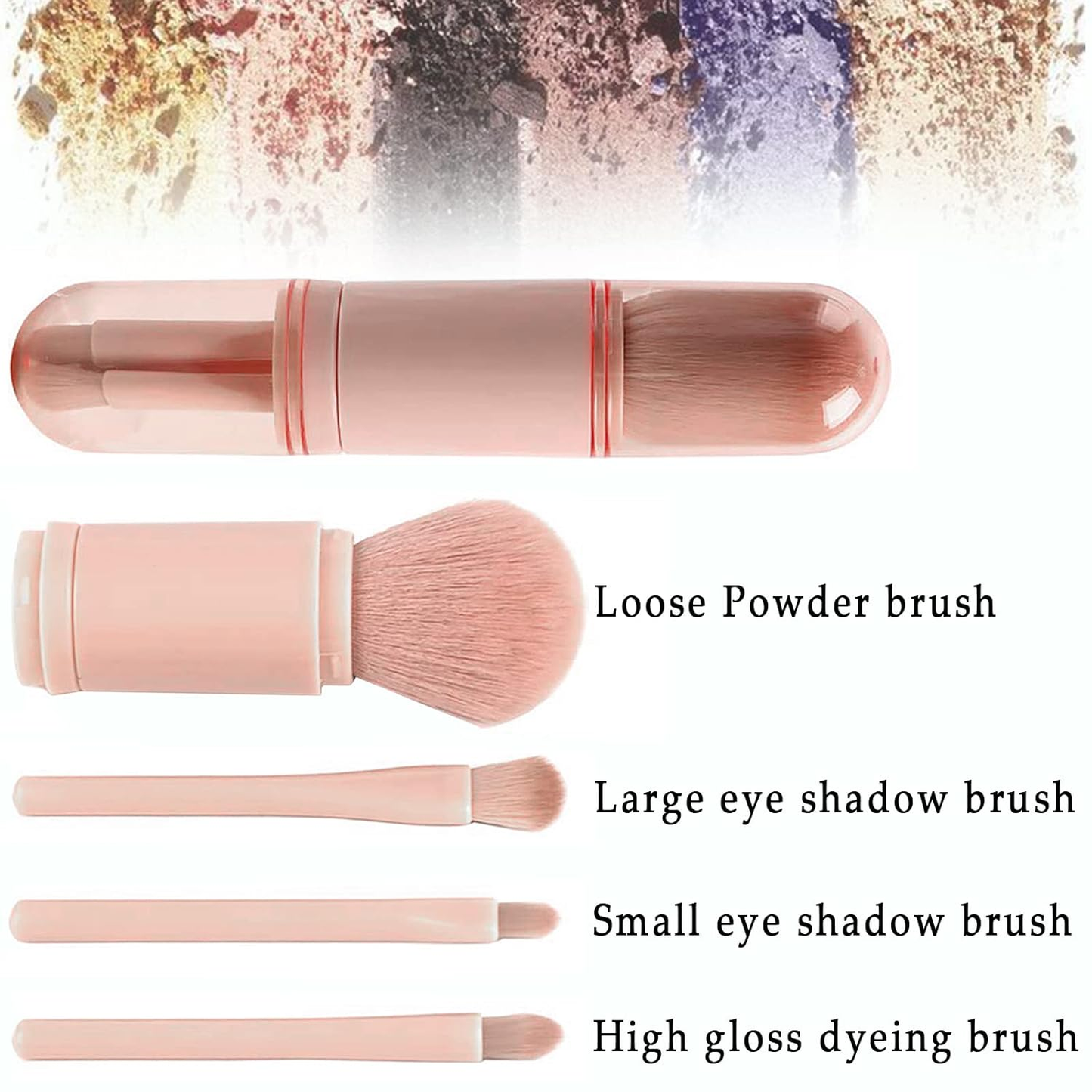 4-in-1 Travel Makeup Brush Set | Portable Retractable Brushes