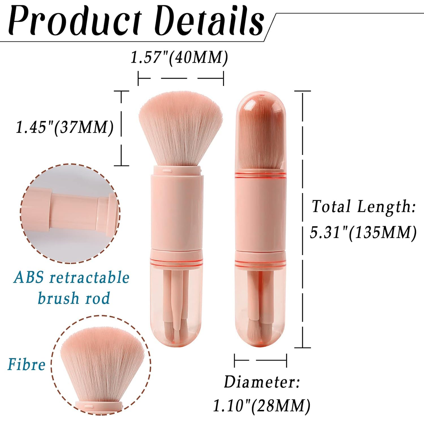 4-in-1 Travel Makeup Brush Set | Portable Retractable Brushes