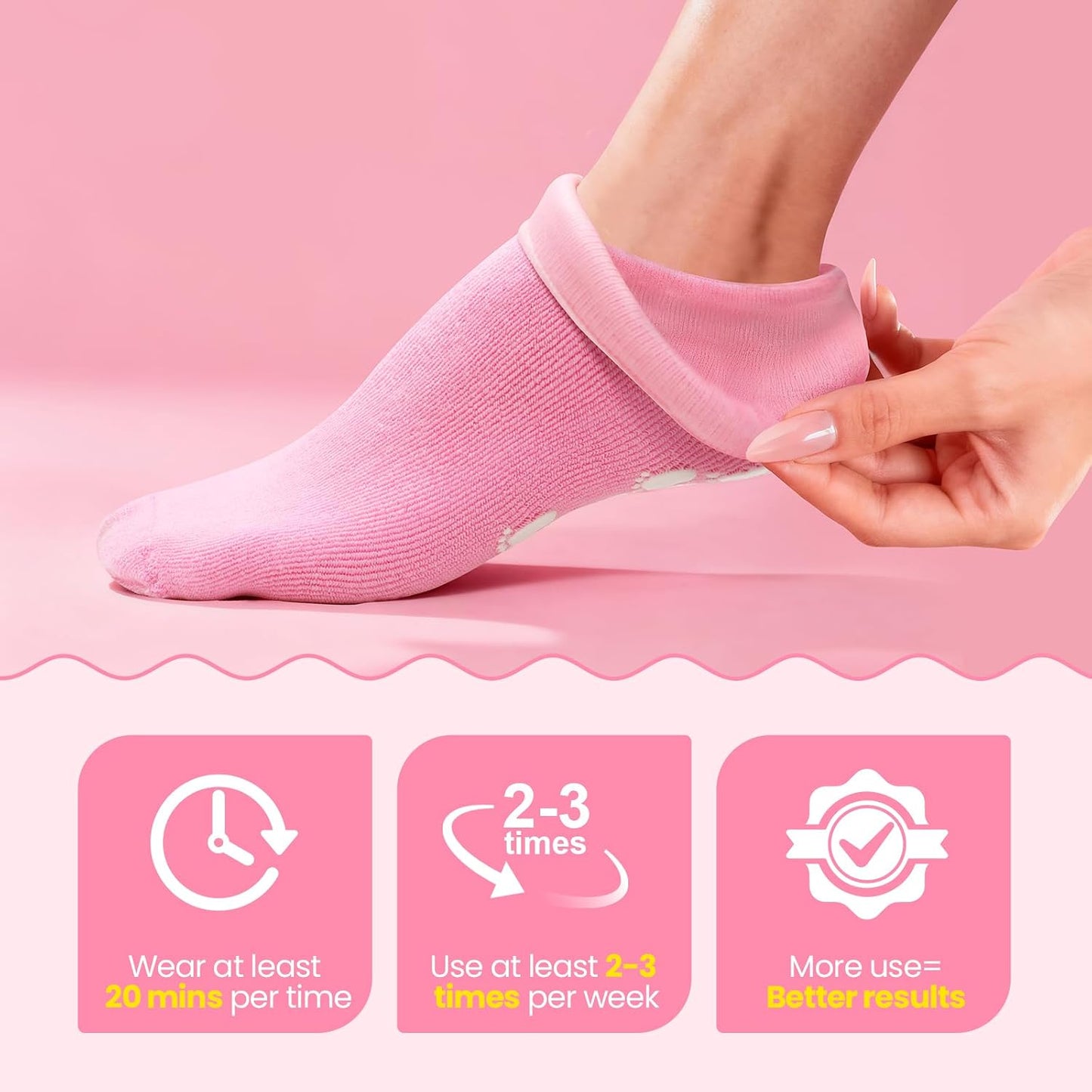 Silicone Moisturizing Socks with Urea Foot Cream for Dry Cracked Feet Women | 2 in 1 Gel Socks & Foot Cream for Dry Feet, Foot Care Moisturizing Socks with Vitamin E, Olive, Jojoba, Rose Oil (Pink)
