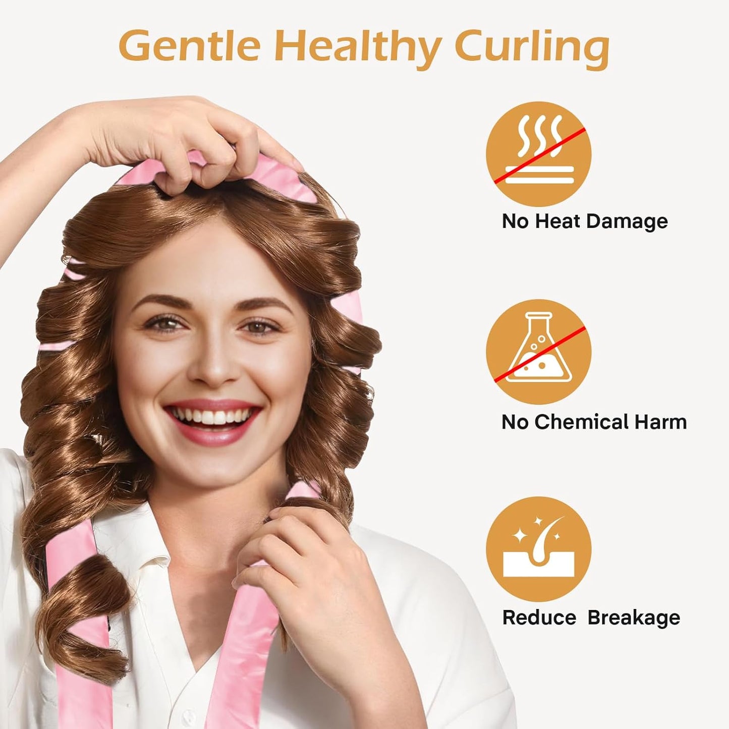 70" Heatless Hair Curler - Soft Curlers to Sleep In, Heatless Curls Overnight Curlers for Long Hair Volume, No Heat Curls Overnight, Satin Heatless Curling Set with Eye Mask (8 PCS, Pink)