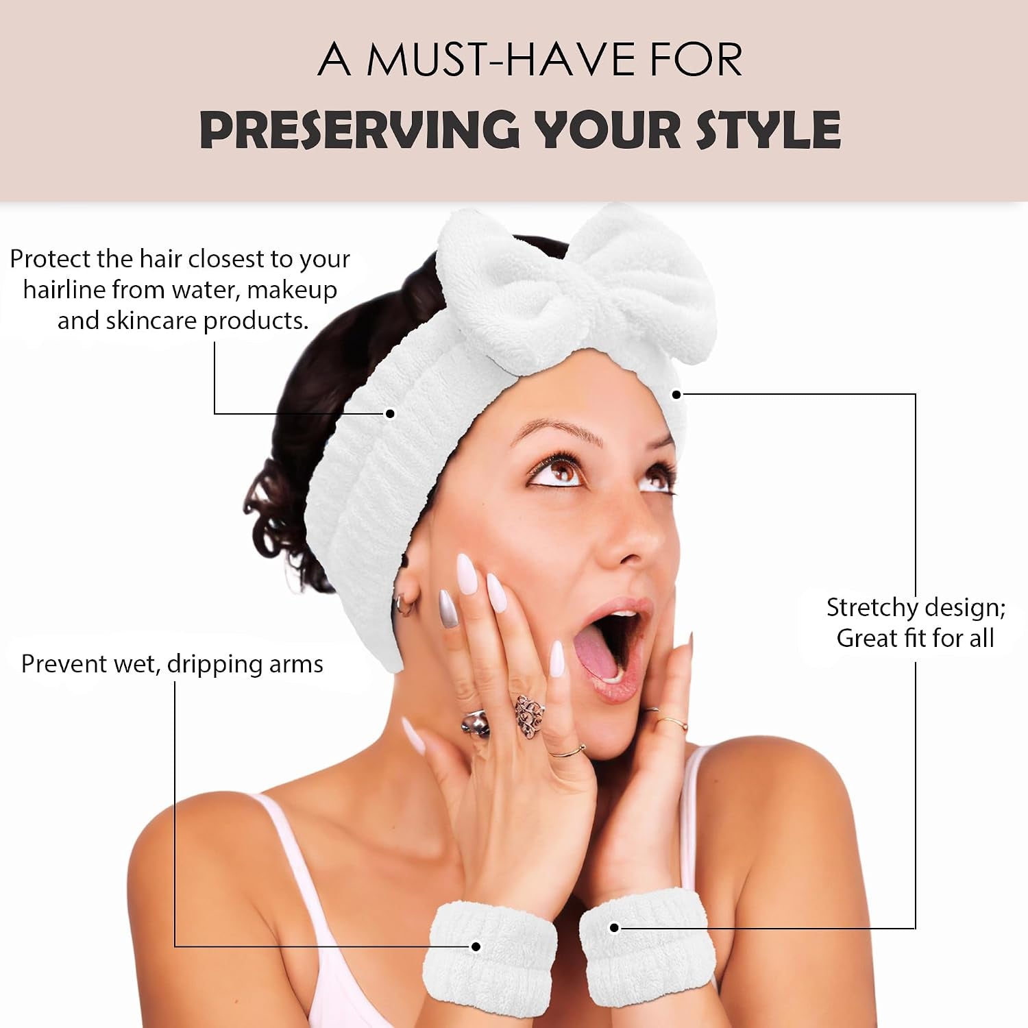 Spa Headband and Wristband Set for Washing Face Skincare Makeup | Soft &Ultra-Absorbent| Non-Slip for Beauty Routines & Self-Care | Great Skin Care Gifts for Women