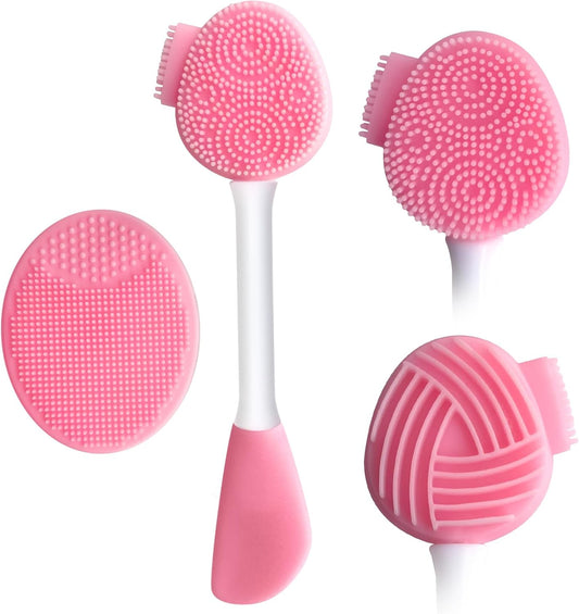 2Pcs Silicone Face Scrubber round Pads Face Mask Brush Exfoliating Lip Cleansing Facial Cleansing/Wash Brush Exfoliator Blackhead Skin Care Tool Makeup Removes Dead & Dry Skin for Women Men