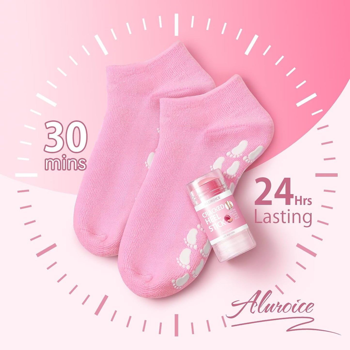 Silicone Moisturizing Socks with Urea Foot Cream for Dry Cracked Feet Women | 2 in 1 Gel Socks & Foot Cream for Dry Feet, Foot Care Moisturizing Socks with Vitamin E, Olive, Jojoba, Rose Oil (Pink)