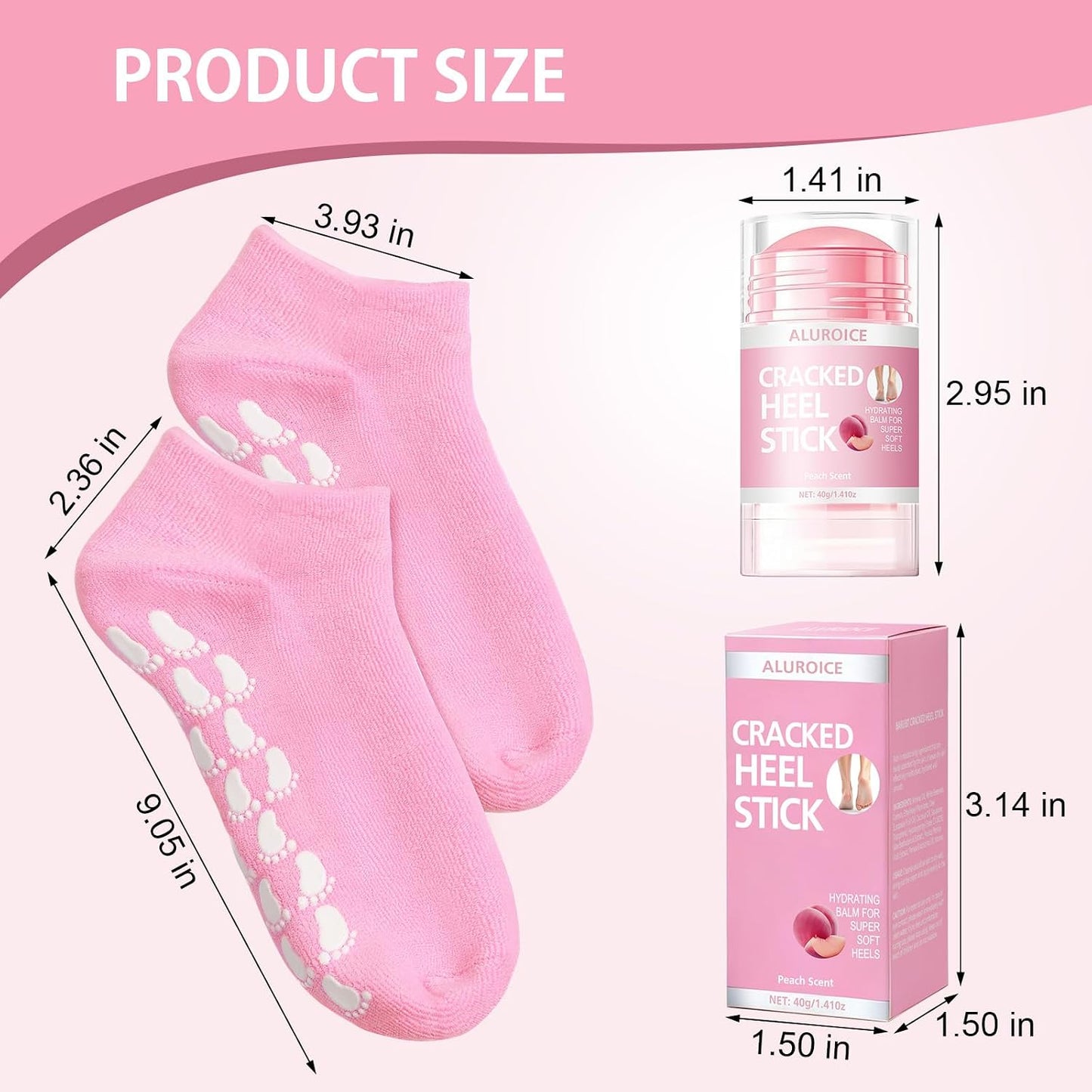Silicone Moisturizing Socks with Urea Foot Cream for Dry Cracked Feet Women | 2 in 1 Gel Socks & Foot Cream for Dry Feet, Foot Care Moisturizing Socks with Vitamin E, Olive, Jojoba, Rose Oil (Pink)