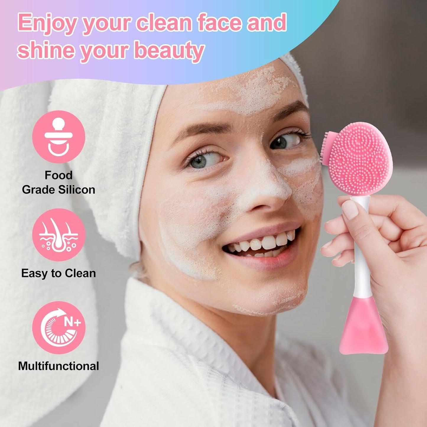 2Pcs Silicone Face Scrubber round Pads Face Mask Brush Exfoliating Lip Cleansing Facial Cleansing/Wash Brush Exfoliator Blackhead Skin Care Tool Makeup Removes Dead & Dry Skin for Women Men