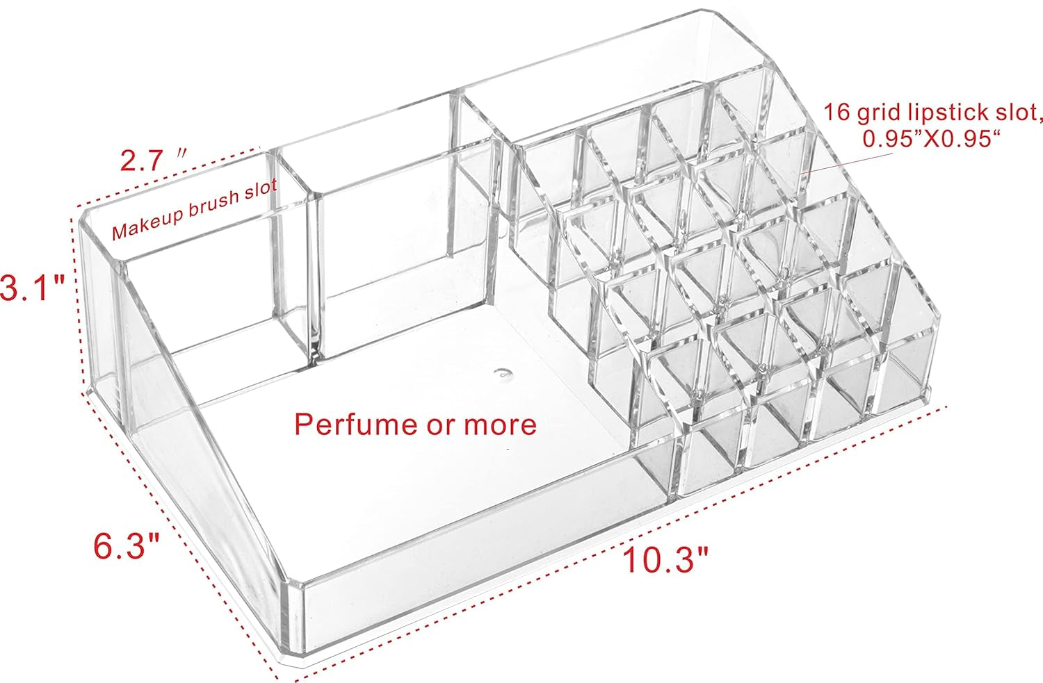 Clear Makeup Organizer Skin Care Cosmetic Display Cases for Jewelry Hair Accessories Lip Gloss Perfum Tray Lipstick Brush Holder,Pack of 1