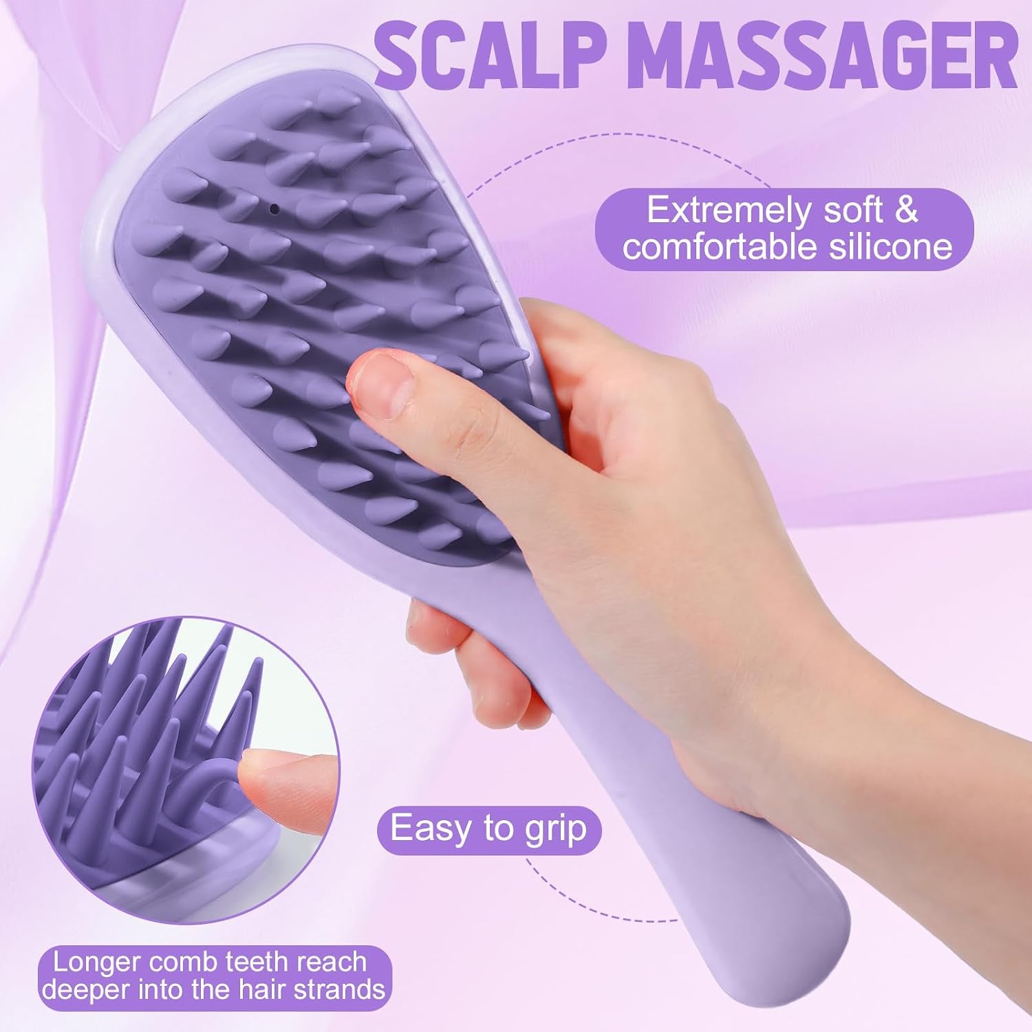 16 Pcs Purple Hair Brush Set for Women Girls - Scalp Scrubber with Handle, Detangle Hair Brush, Spray Bottle, Edge Bristles Wide Tooth Brushes Rat Tail Comb for Travel Home Use